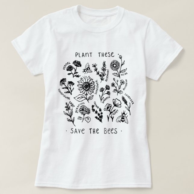 T-shirt Concevez Celles-Ci Sauvent Les Abeilles Dessin Bot (Design devant)