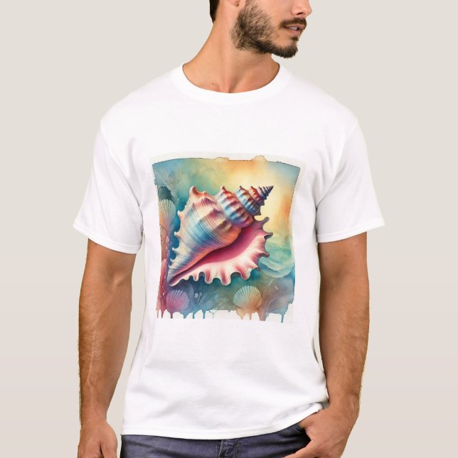 T-shirt Conch Shell in Vibrant Waters 041024AREF112 - Wate (Devant)