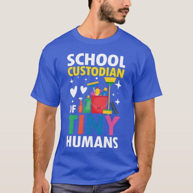 T-shirt Concierge Scolaire D'humains De Concierge Rétro (Devant)
