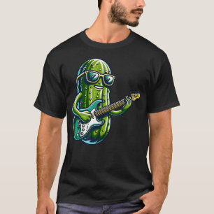 T-shirt Concombre Cool Jouant de la Guitare Design de Musi