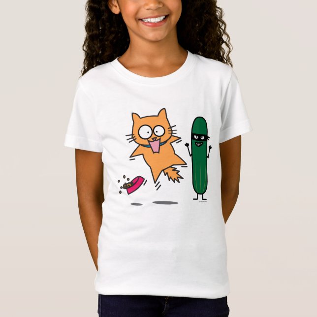 T-Shirt Concombre effrayant les chats - chat contre (Devant)