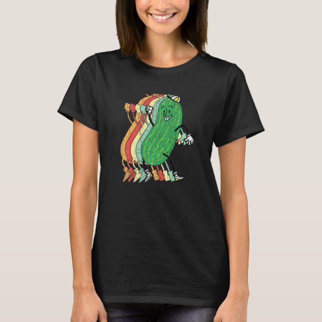 T-shirt Concombre Rétro Végétal Végétarien Végétalien   (Devant)