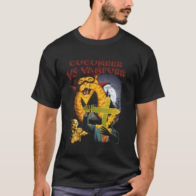 T-shirt Concombre Vs Chat Vampurr Cadeau Drôle (Devant)