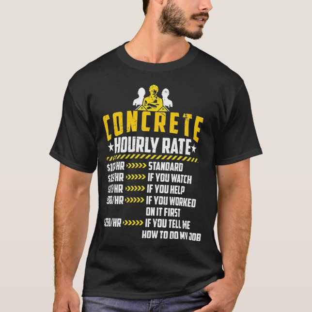 T-shirt Concret Taux Horaire Funny Cement Finisseur Mason (Devant)