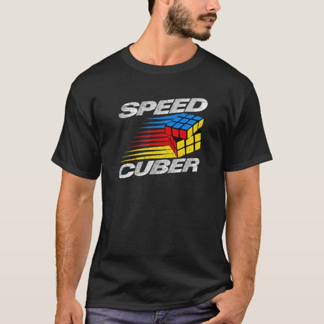 T-shirt Concurrence Puzzle Cube Speed Cuber Hobby 80's Vin (Devant)