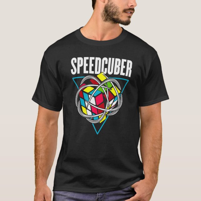 T-shirt Concurrence Puzzle Cube Speed Cuber Hobby 80's Vin (Devant)