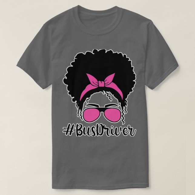 T-shirt Conducteur de bus Messy Bun Vie Lunettes de cheveu (Design devant)