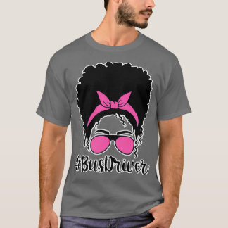T-shirt Conducteur de bus Messy Bun Vie Lunettes de cheveu