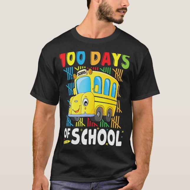 T-shirt Conducteur De Bus Scolaire 100 Jours De Vêtements  (Devant)