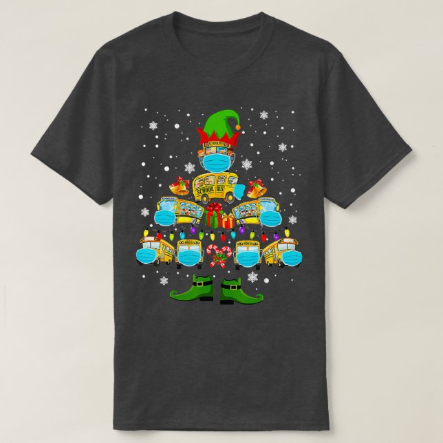 T-shirt Conducteur de bus scolaire Arbre de Noël Drôle (Design devant)