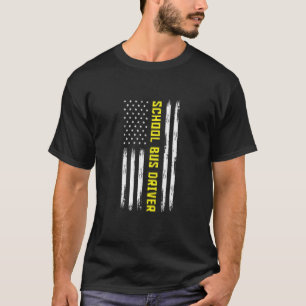 T-shirt Conducteur de bus scolaire drapeau américain