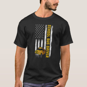 T-shirt Conducteur de bus scolaire drapeau américain Usa F