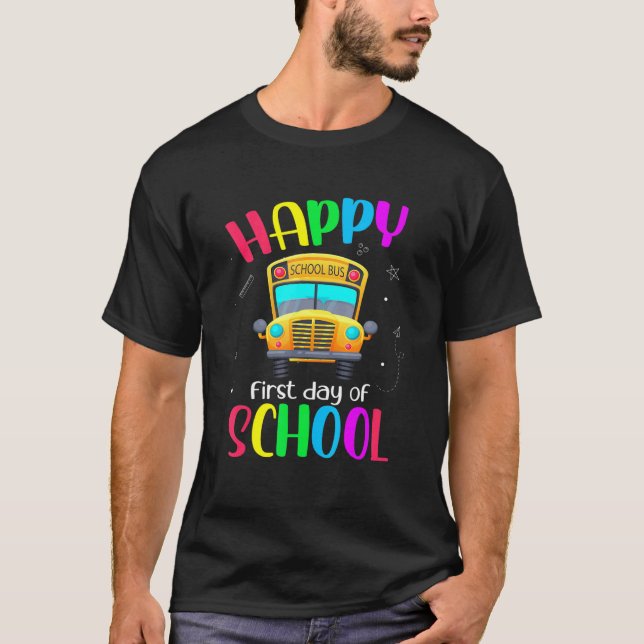 T-shirt Conducteur De Bus Scolaire Joyeux Premier Jour De  (Devant)