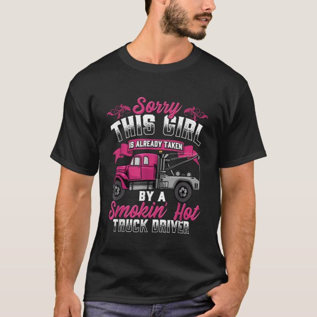 T-shirt Conducteur de camion de remorque femme amie camion (Devant)