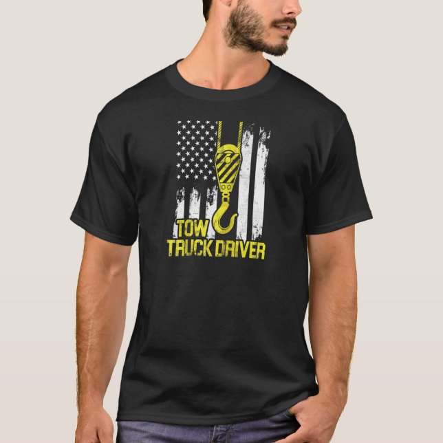 T-shirt Conducteur de camion de remorque Usa Drapeau Truck (Devant)