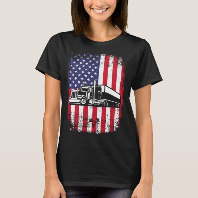 T-shirt Conducteur de Semi-remorque 18 Roues Camionneur US (Devant)