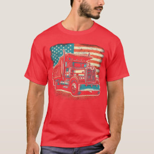 T-shirt Conducteur de tombereau Drapeau américain Conducte