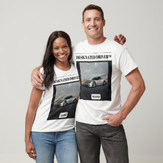 T-shirt conducteur masculin blanc et noir