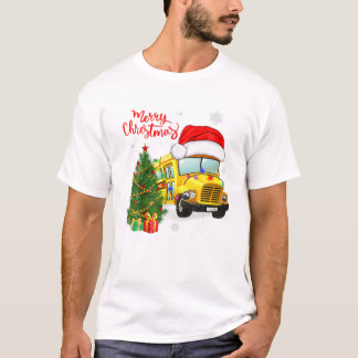 T-shirt Conducteurs de bus scolaire Santa Hat