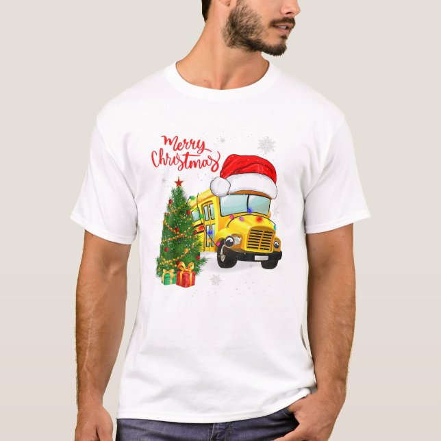 T-shirt Conducteurs de bus scolaire Santa Hat (Devant)