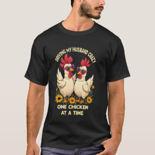 T-shirt Conduire mon mari fou une poule drôle ferme Wi