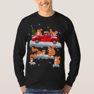 T-shirt Conduite d'écureuils Arbre de Noël Camion Rouge Éc