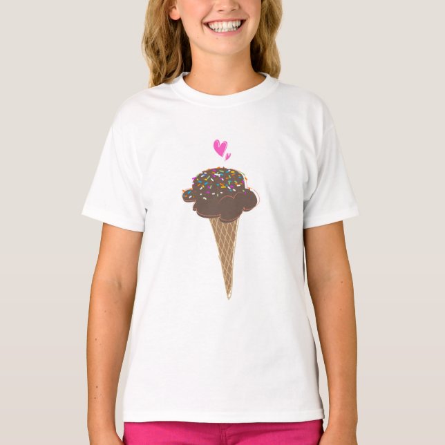 T-shirt Cône de crème glacée au chocolat (Devant)