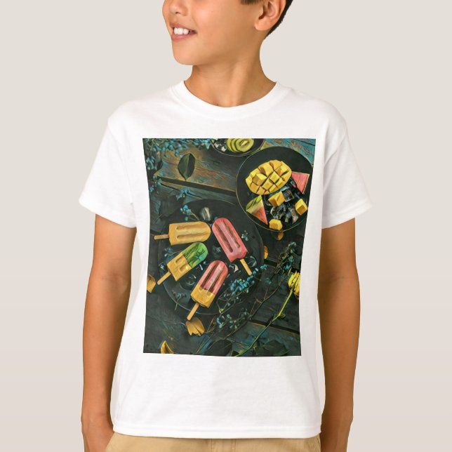 T-shirt cône de crème glacée colorée (Devant)