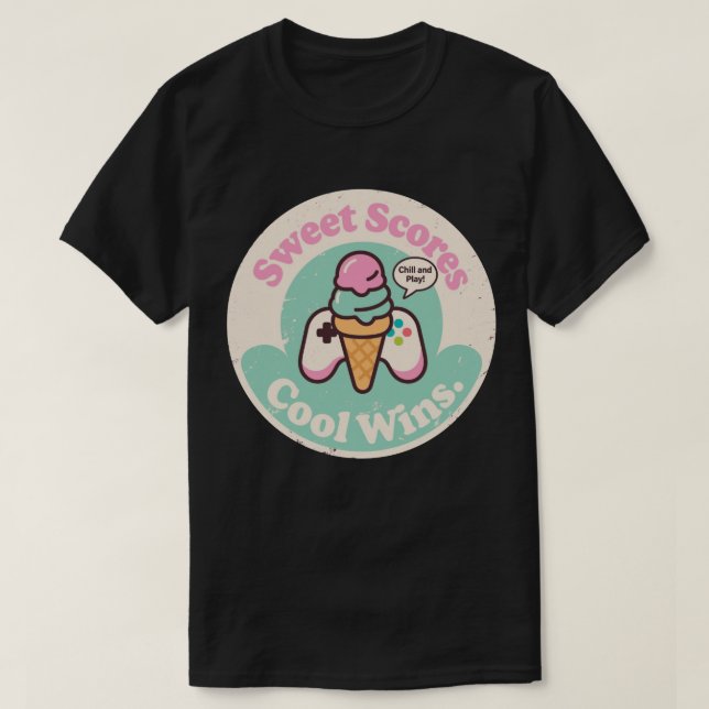 T-shirt Cône de dessert manette de jeu rétro (Design devant)