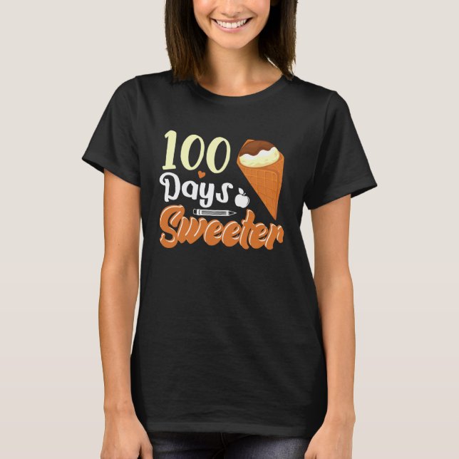 T-shirt Cône de glace 100 jours d'école Enseignantes Fille (Devant)
