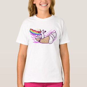 T-shirt Cône de glace à la licorne arc-en-ciel