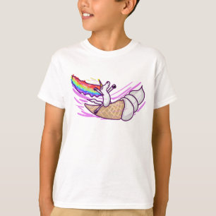 T-shirt Cône de glace à la licorne arc-en-ciel