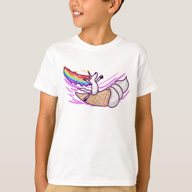 T-shirt Cône de glace à la licorne arc-en-ciel (Devant)