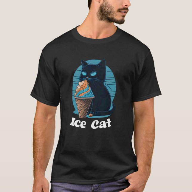 T-shirt Cône de glace au chat, miaulement de kitty drôle,  (Devant)