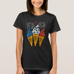 T-shirt Cône de glace bleu blanc rouge Drapeau américain 4