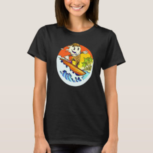 T-shirt Cône de glace chevauchant des vagues sur une planc