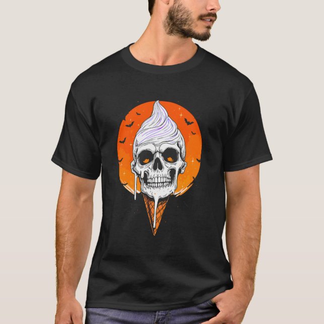 T-shirt Cône de glace crânien Halloween (Devant)