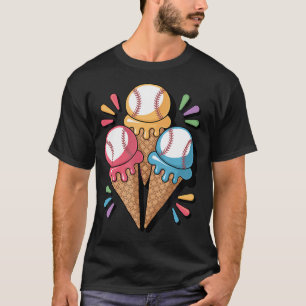 T-shirt Cône de glace de baseball triple cuillerée qui dég