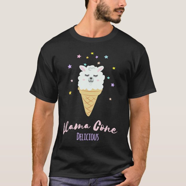 T-shirt Cône de glace Lama Cône Délicieux (Devant)