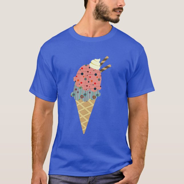 T-shirt Cône de glace moderne du milieu du siècle (Devant)