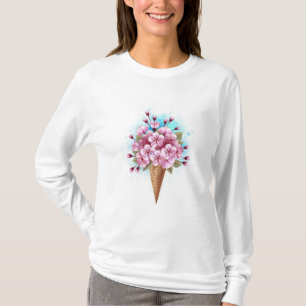 T-shirt Cône rose Sakura crème glacée gaufre