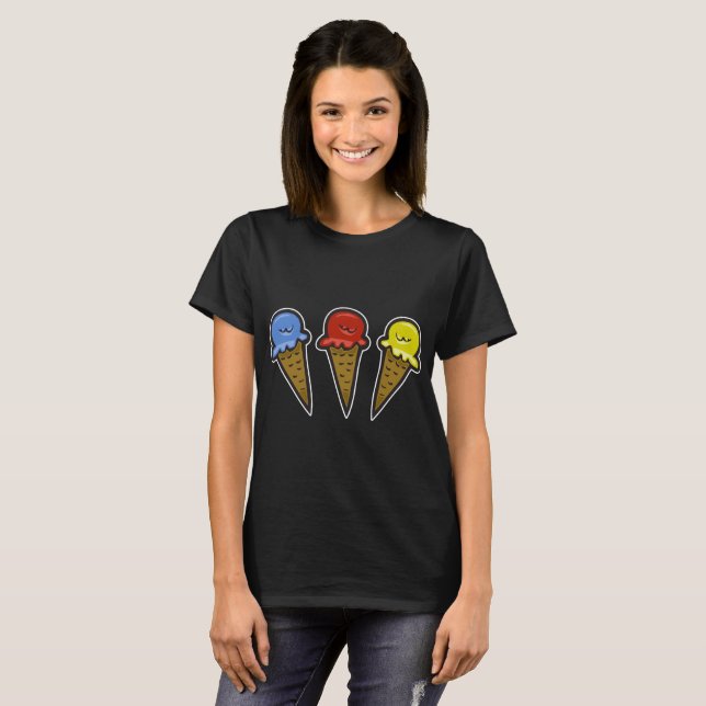 T-shirt Cônes de crème glacée no 4 (Devant entier)