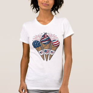 T-shirt Cônes de glace patriotiques vintage Quatre Juillet