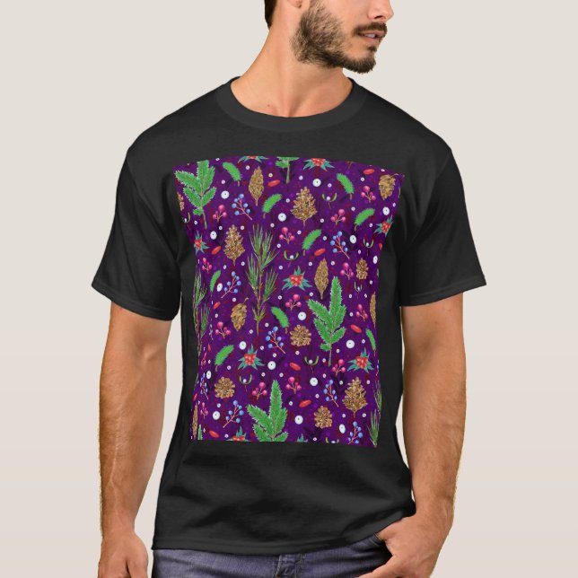 T-shirt Cones de pin de Noël : Festive sans mer (Devant)