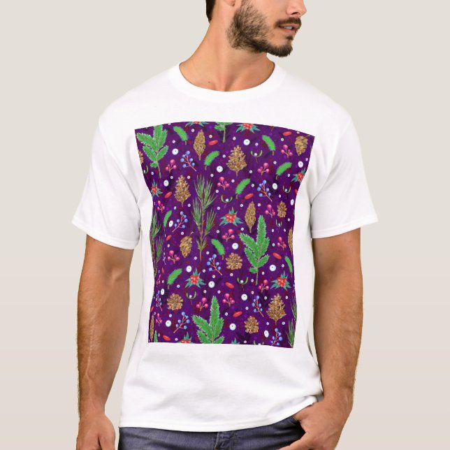 T-shirt Cones de pin de Noël : Festive sans mer (Devant)