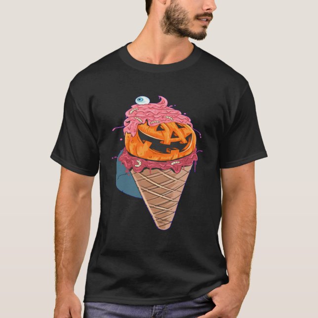 T-shirt cônes d'Halloween glace à la citrouille vers (Devant)