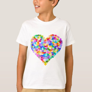T-shirt Confettis de coeur d'arc-en-ciel
