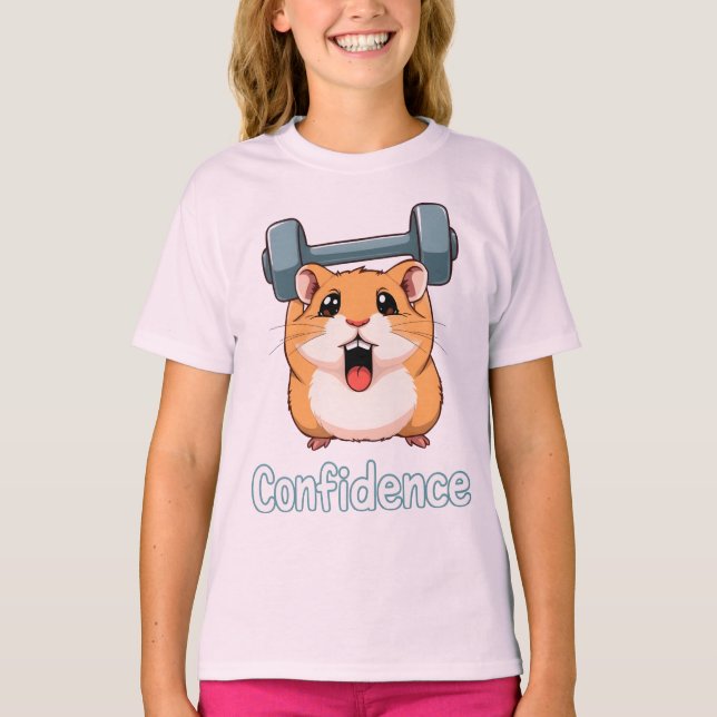 T-shirt Confidence Cute Hamster Lifting Weights Gym Workou (Devant)