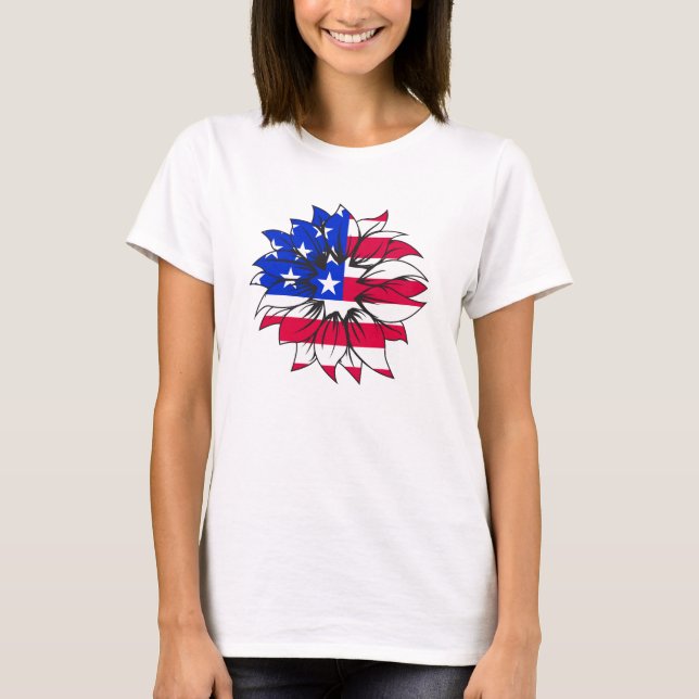 T-shirt confort classique avec style fleur (Devant)