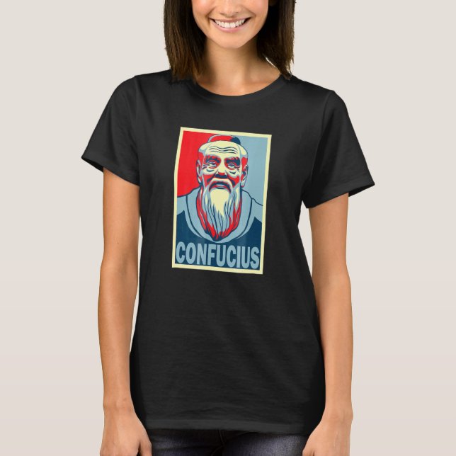 T-shirt Confucius Chinese Teacher Poster Style Pop Art (Devant)